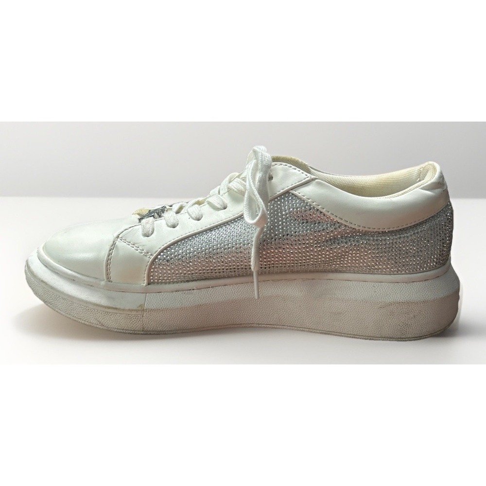 Juicy Couture Women's Dorothy Rhinestone Sneakers White Silver Size 9.5